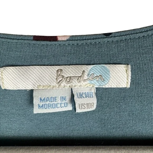 Boden Silvia Wrap Dress Size 10R Print Fall Pattern Midi Long sleeve Jersey - Picture 3 of 10